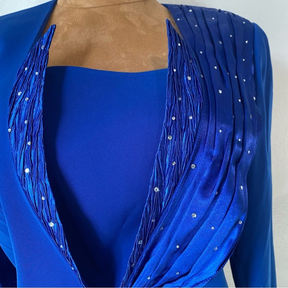 Vtg! Royal Blue Women's Blazer with Scarf Detail - Picture 11 of 16